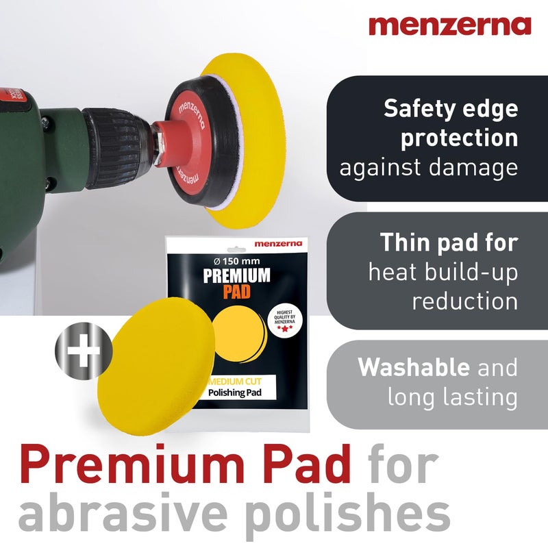 menzerna 3in1 Polishing Set – One-Step Polish (8oz) + Drill Machine Adapter + Medium Cut Pad | Polish Your Car with a Cordless Drill - Image 2